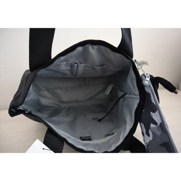 Kipling KIB9Z7-5EV Women's O/S Black/Camo Gray Era M Set Tote Bag w/Pouch - Picture 8 of 16